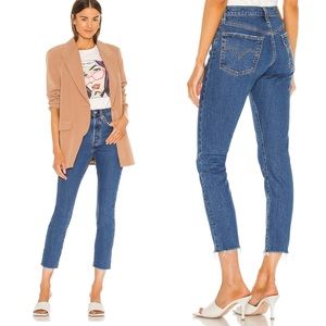 levi's | 501 high rise skinny dark raw hem crop 27